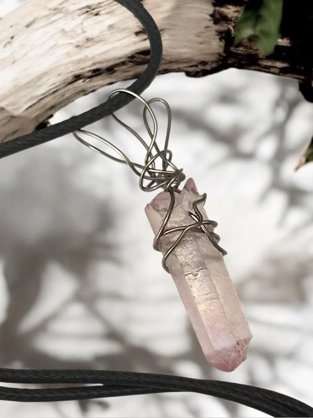 5 for $25💫Scattershot Wire Wrapped Light Pink Quartz Pendant